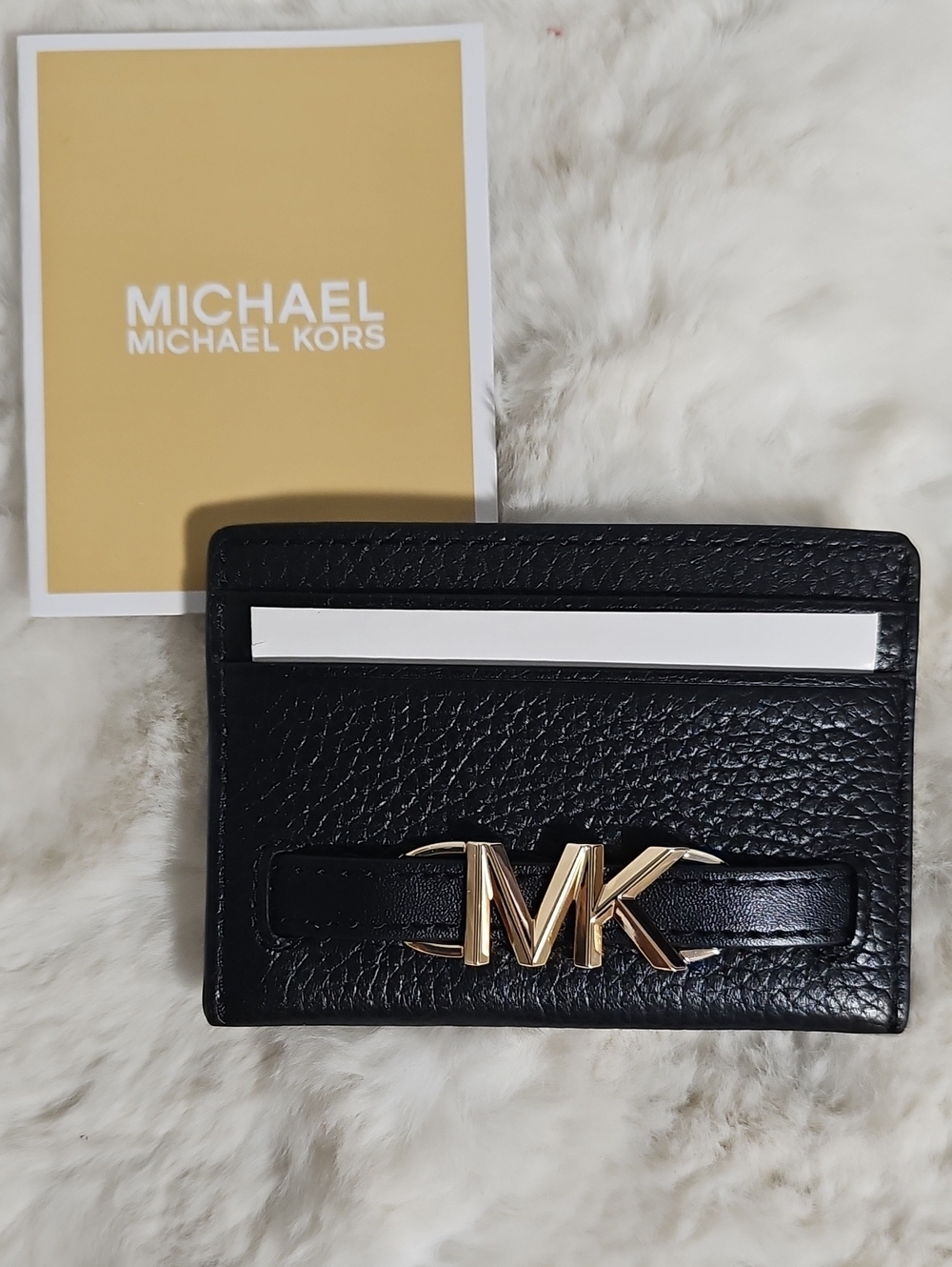 NEW! Michael Kors Black Leather Reed Card Holder